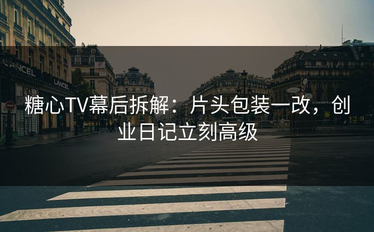 糖心TV幕后拆解:片头包装一改,创业日记立刻高级 糖心TV幕后拆解:片头包装一改,创业日记立刻高级
