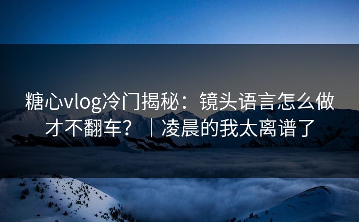 糖心vlog冷门揭秘：镜头语言怎么做才不翻车？｜凌晨的我太离谱了