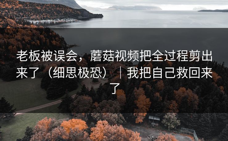 老板被误会，蘑菇视频把全过程剪出来了（细思极恐）｜我把自己救回来了  第1张