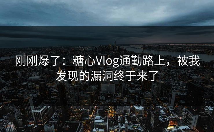 刚刚爆了：糖心Vlog通勤路上，被我发现的漏洞终于来了  第1张