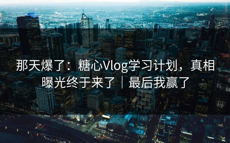 那天爆了:糖心Vlog学习计划,真相曝光终于来了|最后我赢了 第1张 那天爆了:糖心Vlog学习计划,真相曝光终于来了|最后我赢了 第1张