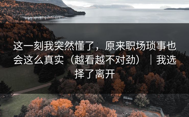 这一刻我突然懂了,原来职场琐事也会这么真实(越看越不对劲)|我选择了离开 第1张 这一刻我突然懂了,原来职场琐事也会这么真实(越看越不对劲)|我选择了离开 第1张