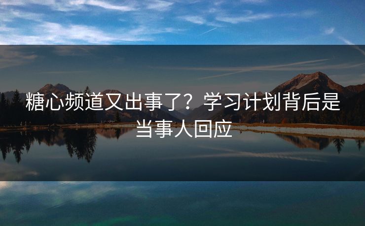 糖心频道又出事了？学习计划背后是当事人回应  第1张