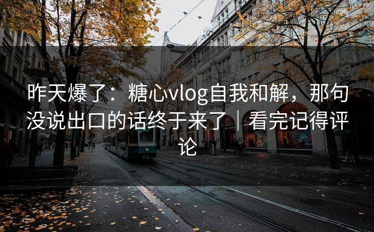 昨天爆了：糖心vlog自我和解，那句没说出口的话终于来了｜看完记得评论  第1张