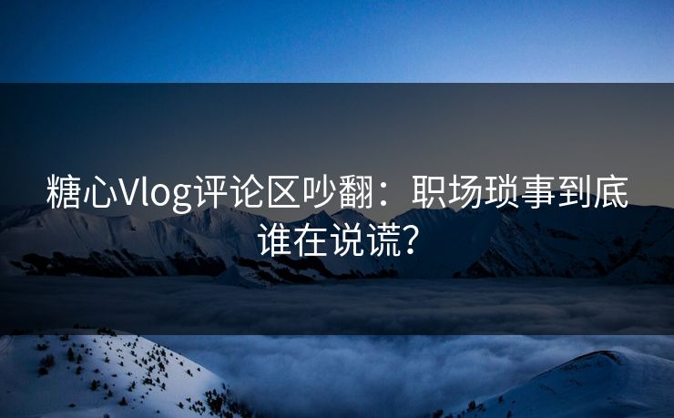 糖心Vlog评论区吵翻：职场琐事到底谁在说谎？  第1张