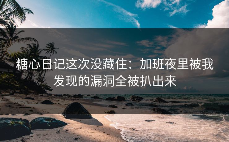 糖心日记这次没藏住：加班夜里被我发现的漏洞全被扒出来
