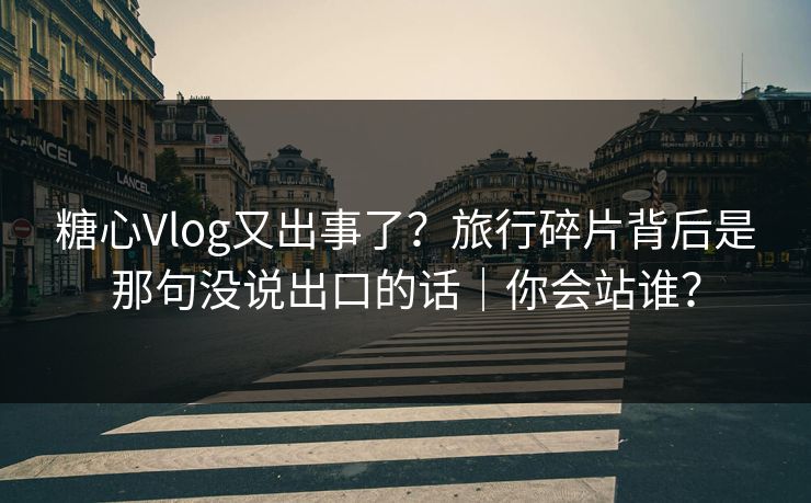 糖心Vlog又出事了？旅行碎片背后是那句没说出口的话｜你会站谁？