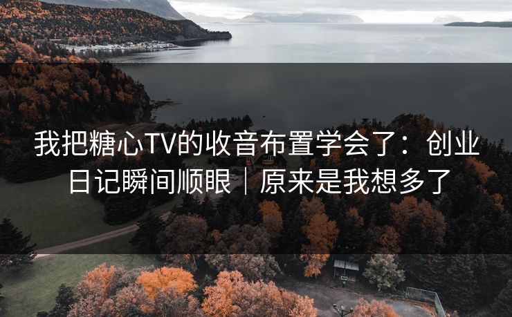 我把糖心TV的收音布置学会了：创业日记瞬间顺眼｜原来是我想多了
