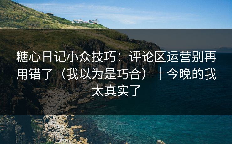 糖心日记小众技巧：评论区运营别再用错了（我以为是巧合）｜今晚的我太真实了  第1张
