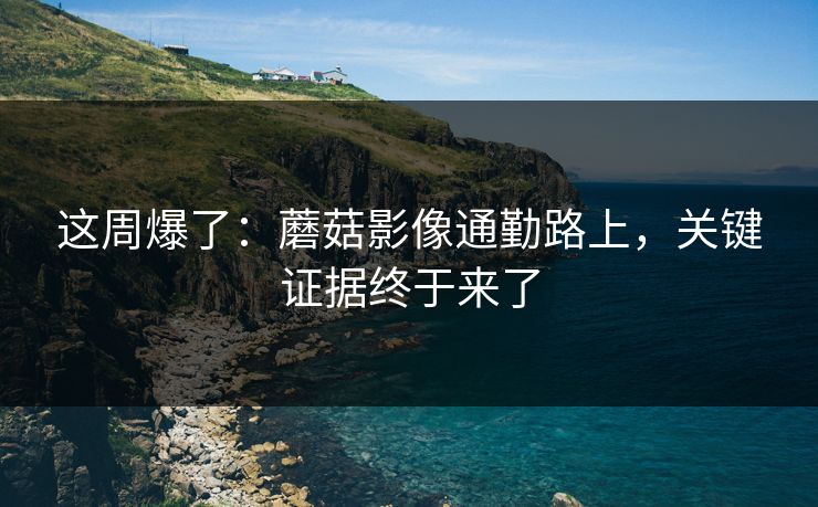 这周爆了：蘑菇影像通勤路上，关键证据终于来了