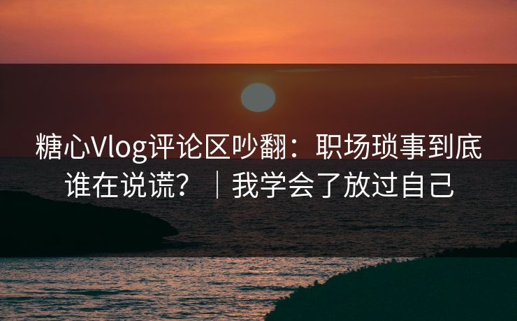 糖心Vlog评论区吵翻：职场琐事到底谁在说谎？｜我学会了放过自己